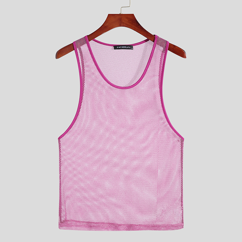 Chaleco de malla brillante sin mangas ver a través de fiesta torso sin mangas camiseta ropa de club nocturno - Imagen 14 de 15