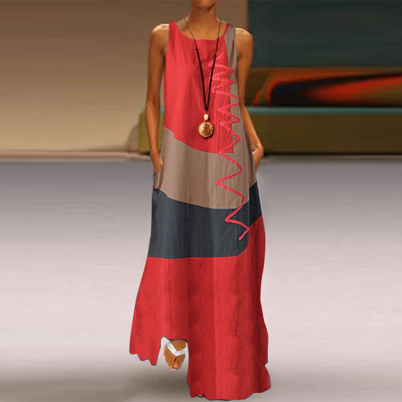 Women Linen Cotton Summer Casual Loose Long Maxi Dress Sleeveless Tank Sundress - Picture 13 of 16