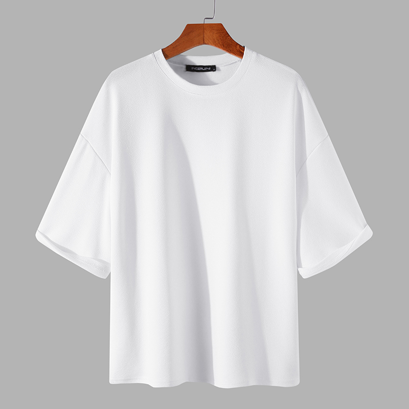 Men Short Sleeve Crew Neck Loose Casual T Shirts Beach Leisure Basic Blouse Tops - Picture 14 of 15