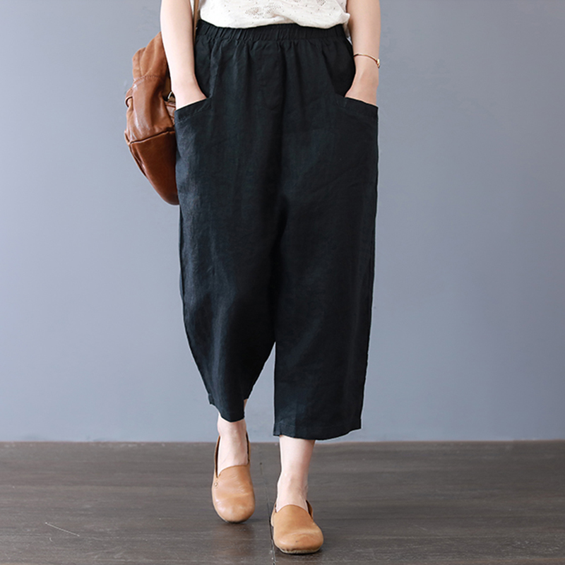 US STOCK Women Cotton Wide Legs Vintage Harem Pants Casual Holiday Long Trousers - Picture 11 of 16
