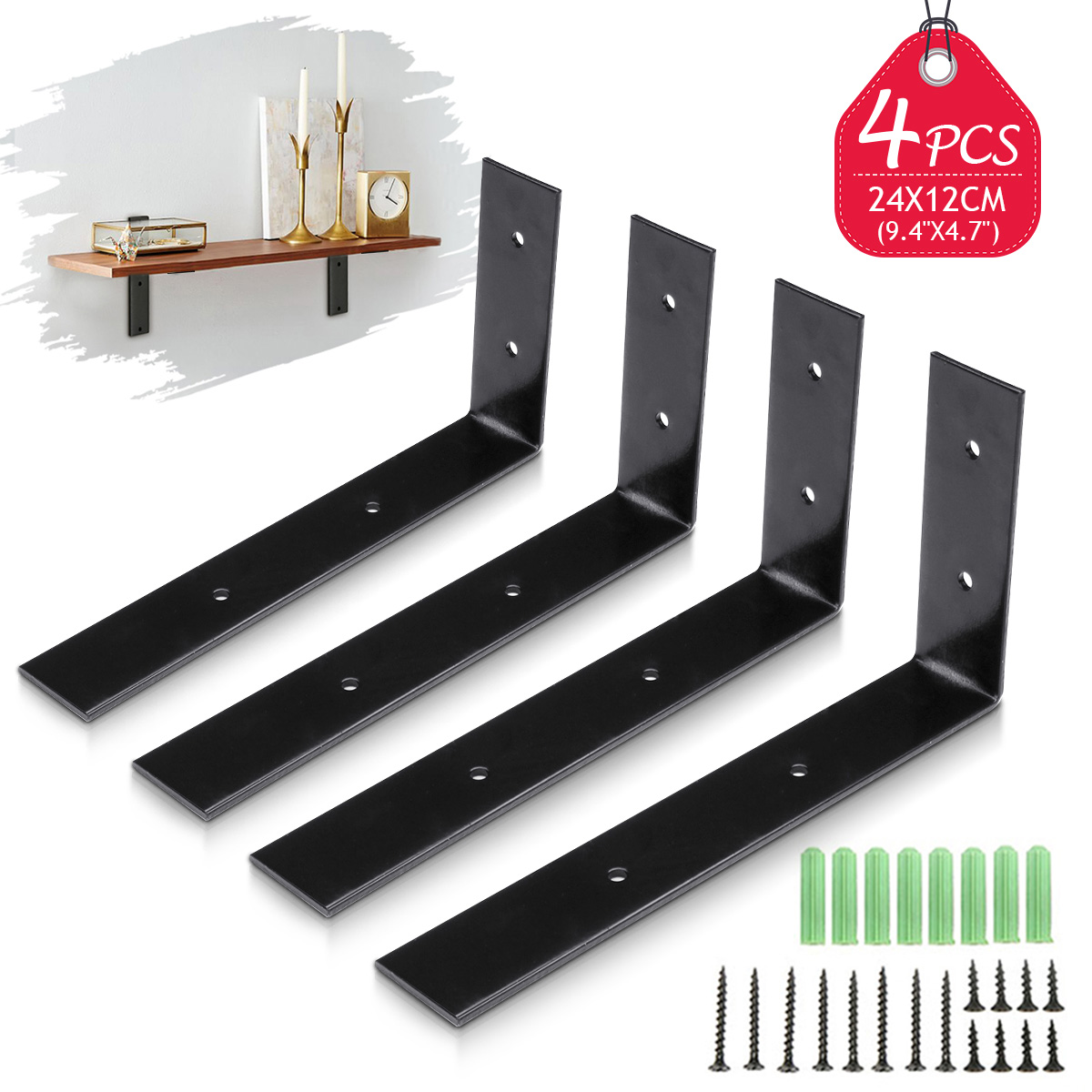 4 Wall Mount Shelf Bracket Heavy Duty Floating Hanger Rack Support Holder Decor