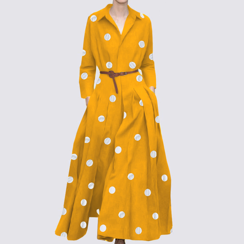 ZANZEA Womens Long Sleeve Office DressTravel Polka Dot Long