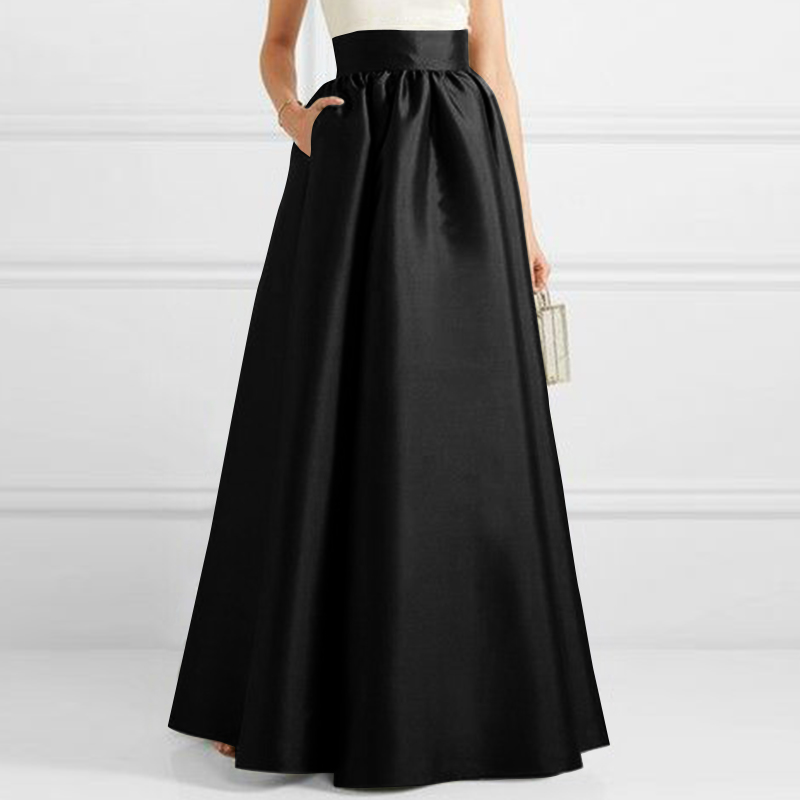 UK 8-24 Women Satin High Waist Flare Swing Cocktail Party Long Maxi Skirts Dress - Picture 12 of 14