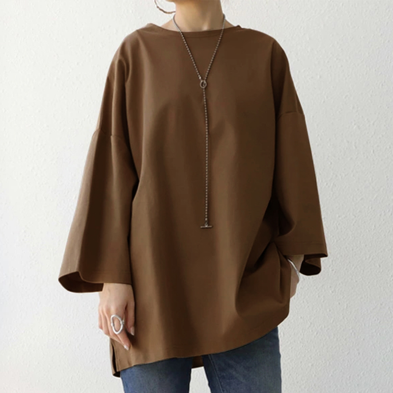 UK Damen Sommer Langarm Shirt Tops Bluse O-Ausschnitt Pullover T-Shirt Pulli Tee - Bild 12 von 13