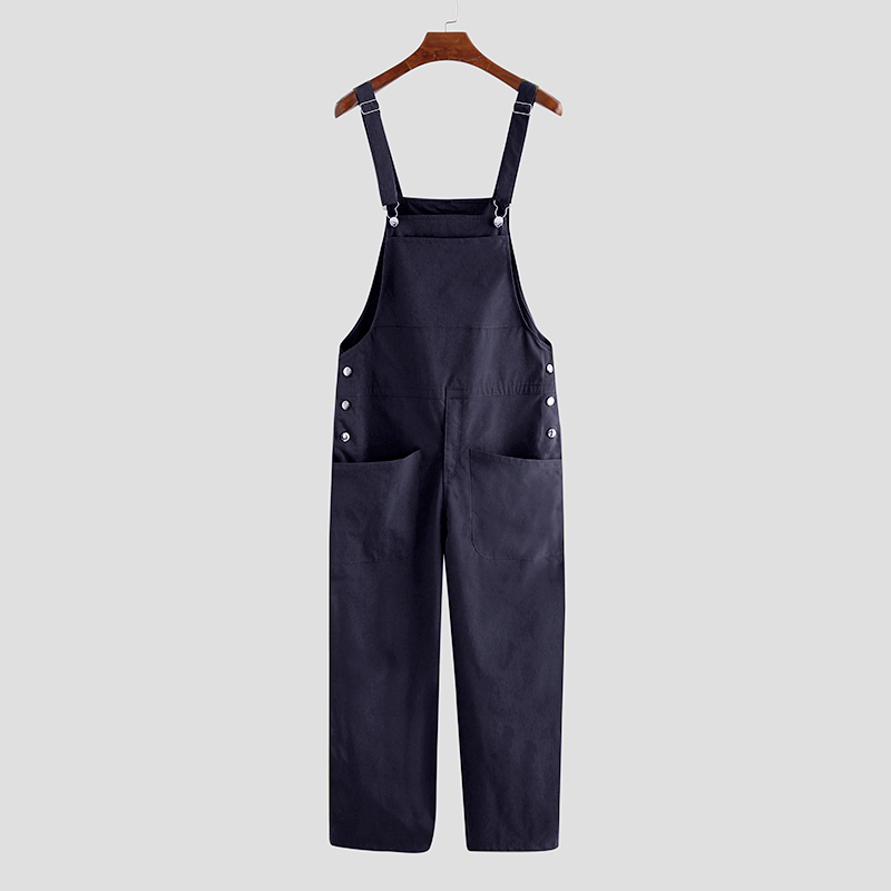 Men's Sleeveless Dungarees Rompers Suspender Bib Brace Cargo Trousers Overalls - Picture 13 of 15