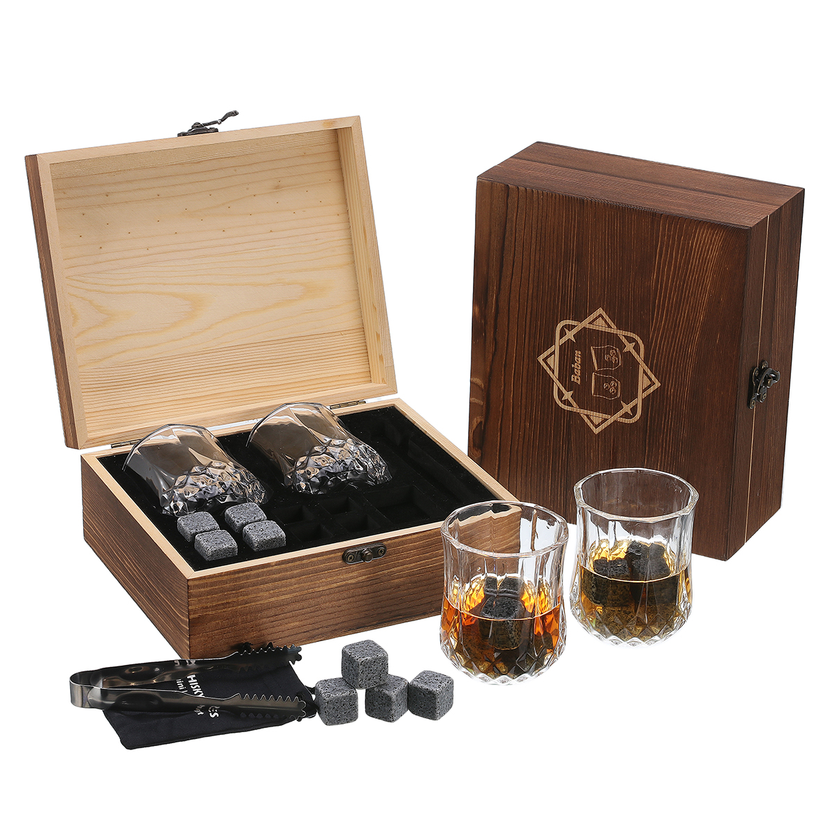 WPJQJWD Whisky Stones Set, Cubetti Ghiaccio Riutilizzabili in Acciaio Silicone Pietre per Whisky per Whisky Vodka Wine Beer E Tutte Le Bevande