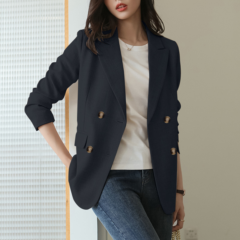 Womens Formal Plain Blazer Jackets Double Breasted OL Office Business Overcoats - Picture 13 of 15