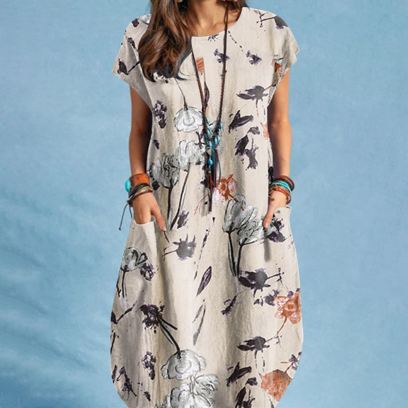 ZANZEA Womens Short Sleeve Floral Printed Casual Baggy Bohemian Beach Mini Dress - Picture 9 of 10