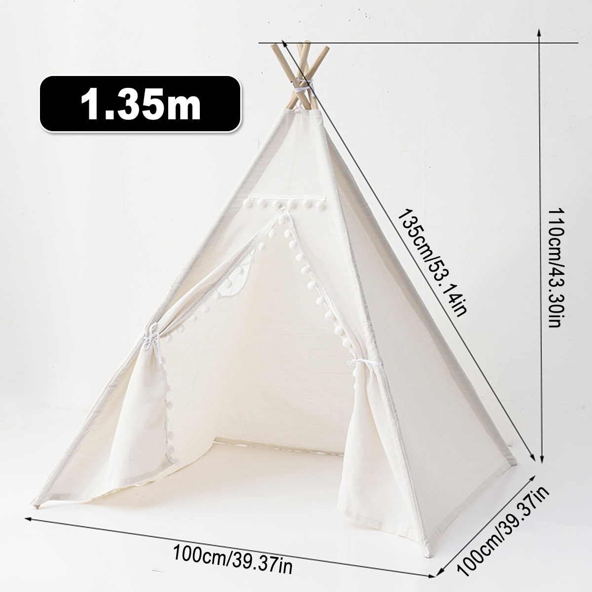 Large Kids Tent Teepee 180cm Cotton Canvas Childrens Play Wigwam Indoor House AU - Picture 15 of 19