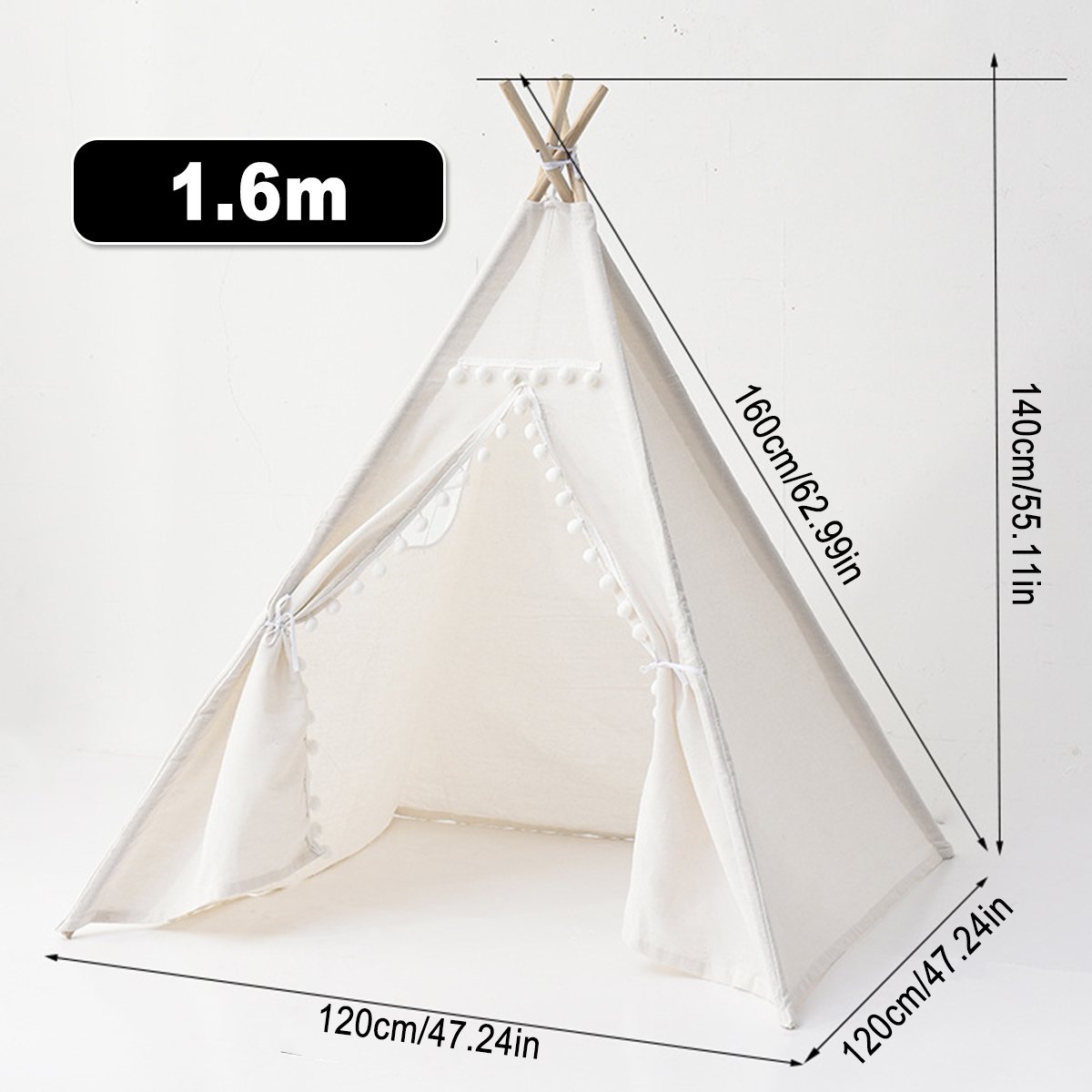 Large Kids Tent Teepee 180cm Cotton Canvas Childrens Play Wigwam Indoor House AU - Picture 16 of 19