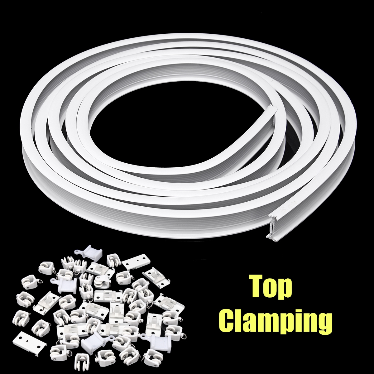 BSHAPPLUS 4M White Coiled Curtain Plastic Track for Straight Bay Window Rail