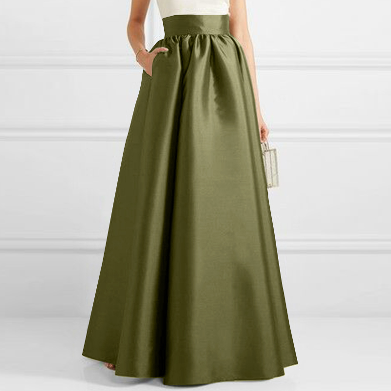 UK 8-24 Women Satin High Waist Flare Swing Cocktail Party Long Maxi Skirts Dress - Picture 14 of 14