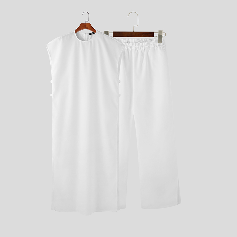 Para hombres Musulmanes Abayas Trajes Camisa Prendas para el torso Pantalones Set Vestido Thobe Traje Ropa Saudita - Imagen 14 de 16