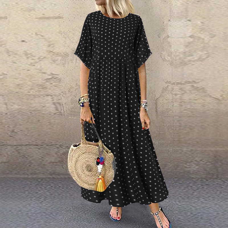 Mujer Mangas Cortas Una Línea Vestido Largo Informal Fiesta Noche Swing Maxi Vestido CALIENTE - Imagen 17 de 17