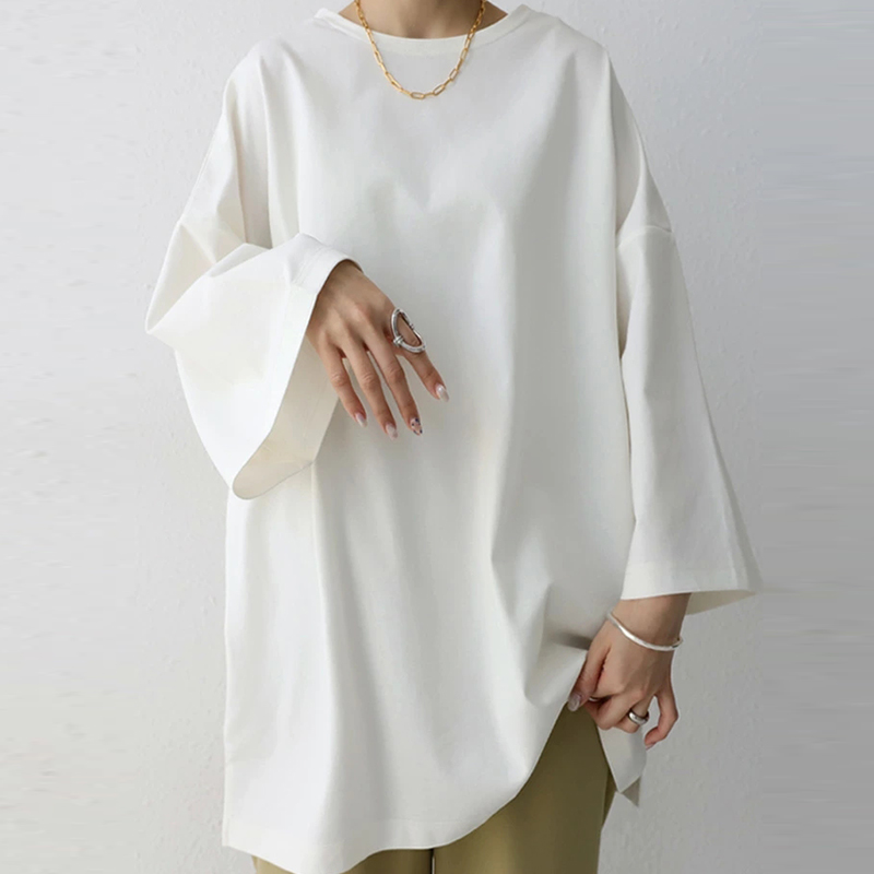 UK Damen Sommer Langarm Shirt Tops Bluse O-Ausschnitt Pullover T-Shirt Pulli Tee - Bild 11 von 13