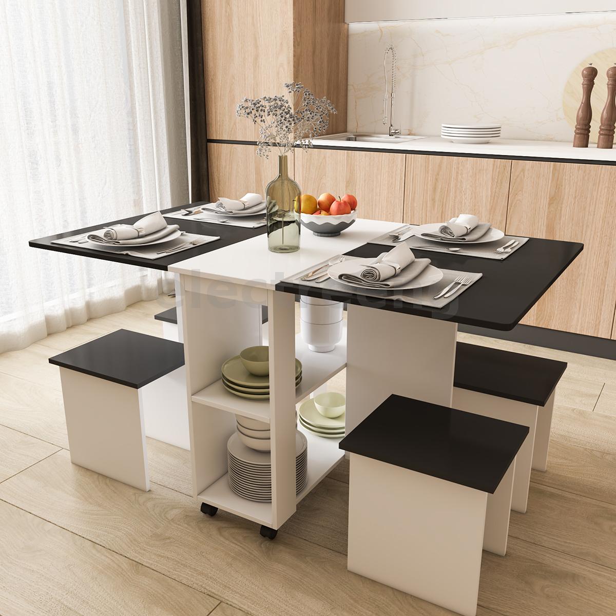 Miniaturansicht 10  - 5tk/Set Esszimmergruppe Esstisch Küchentisch Essgruppe Ausziehbar mit 4 Stühlen
