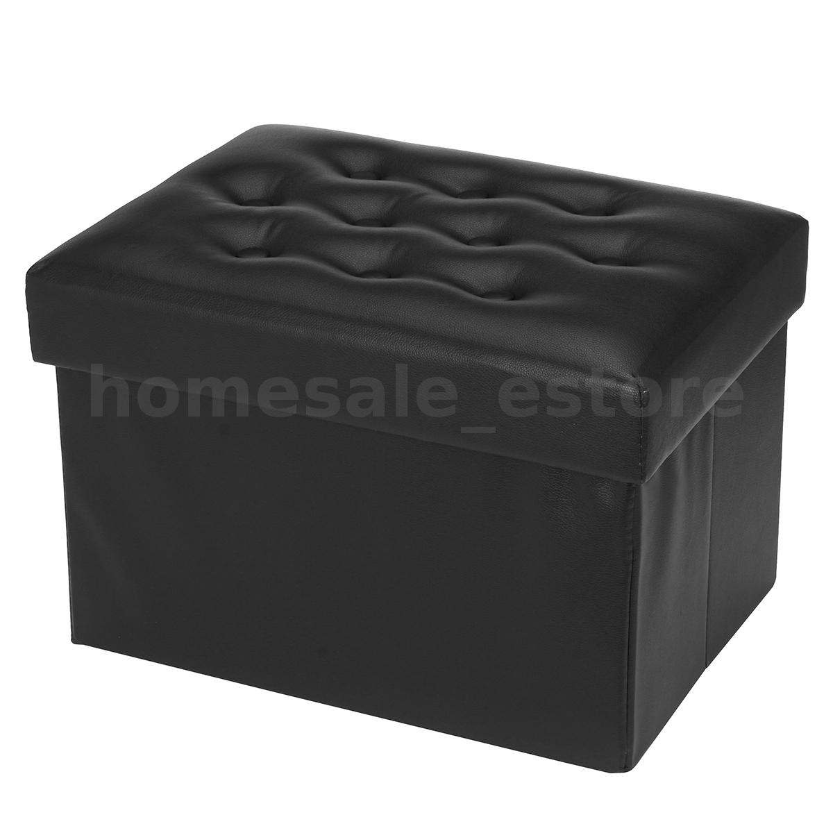 Folding Foot Stool Faux Leather Storage Box Mr Mrs Right Ottoman Toy Throw Chest 