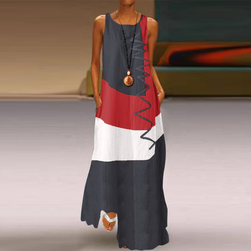 Women Linen Cotton Summer Casual Loose Long Maxi Dress Sleeveless Tank Sundress - Picture 15 of 16