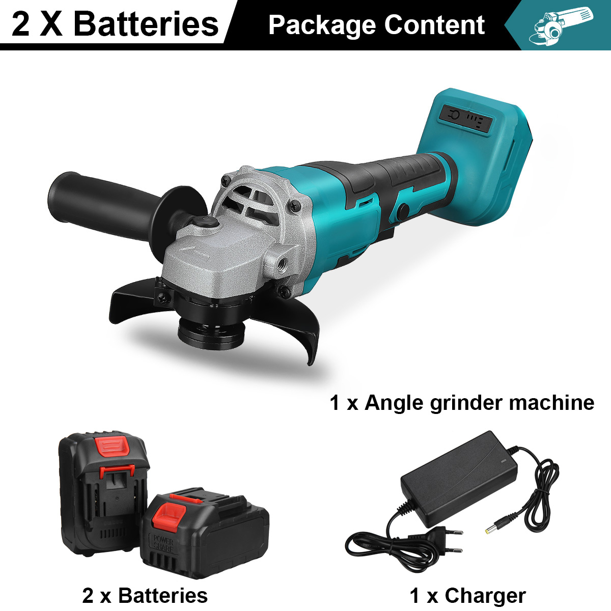 Cordless Angle Grinder Brushless Cutting Tool Kit With Charger ＆ 1/2 Battery