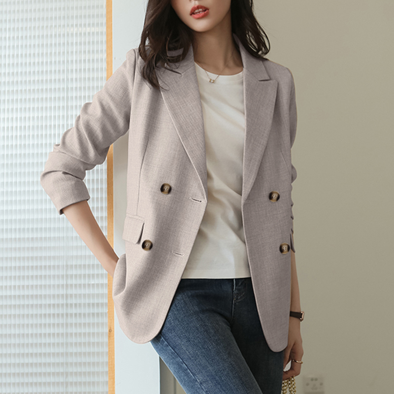 Womens Formal Plain Blazer Jackets Double Breasted OL Office Business Overcoats - Picture 15 of 15